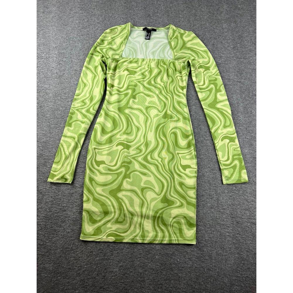 Forever 21 Abstract Swirl Green Dress Size Medium